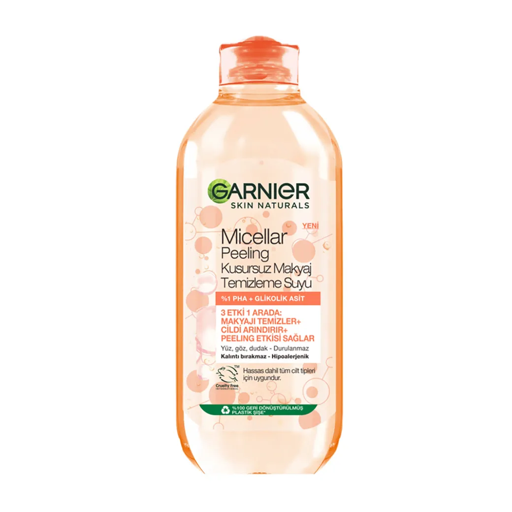 Garnier - میسلار واتر پیلینگ گارنیر حاوی گلیکولیک اسید و PHA %1 حجم 400ml Micellar Cleansing Peeling Water with 1% PHA + Glycolic Acid Volume 400ml
