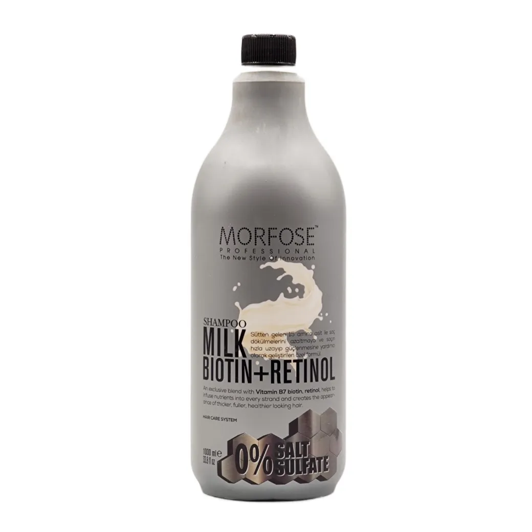 Morfose - شامپو میلک بیوتین و رتینول مورفوس حجم 1000 میل Morfose Milk biotin and retinol shampoo Volume 1000 ml