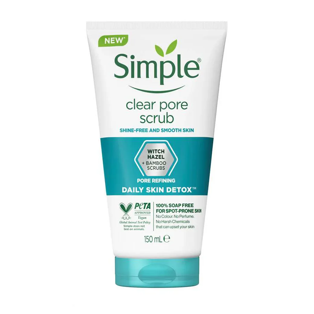 Simple - اسکراب لایه بردار پوست سیمپل مدل clear pore حجم 150 میل Daily Skin Detox Pore Polishing Scrub Volume 150ml