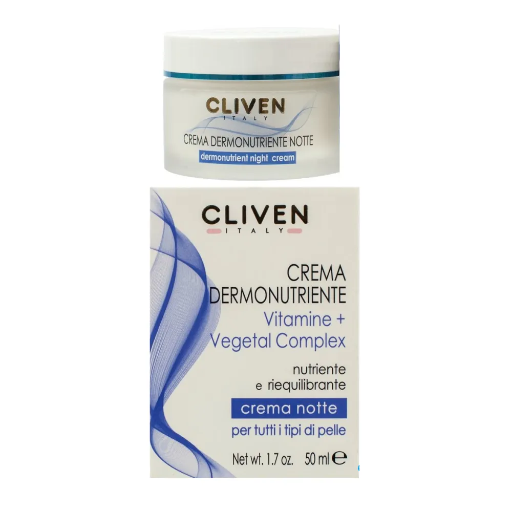 Cliven - کرم مرطوب کننده و روشن کننده شب کلیون حجم 50 میل Cliven Crema Dermonturiente Vitamine + Vegetal Complex