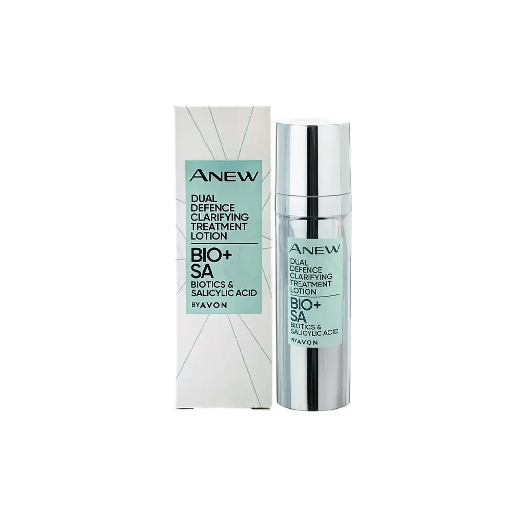 Avon - لوسیون شفاف کننده و جوانساز صورت بیوتیک و سالیسیلیک اسید اون حجم 30 میل Anew Dual Defence Clarifying Treatment Lotion Avon Volume 30ml