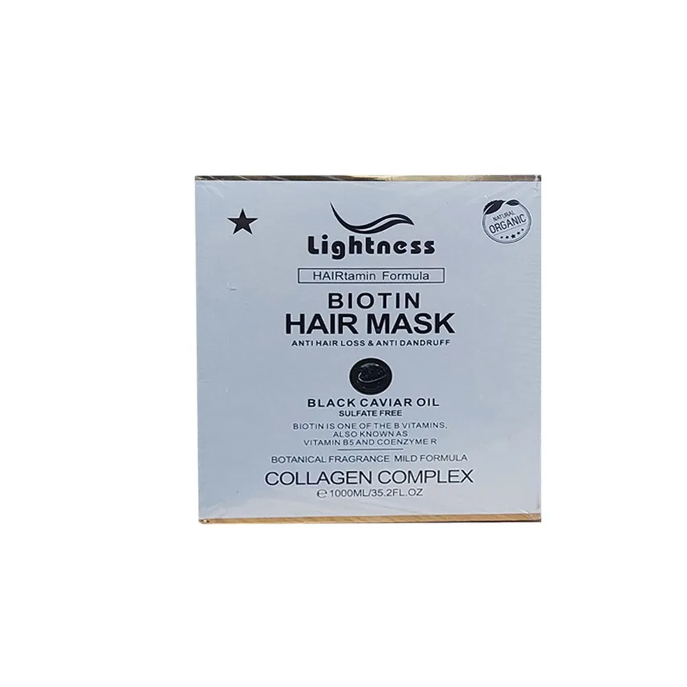 Lightness - ماسک مو فاقد سولفات روغن خاویار مدل بیوتین لایتنس حجم 1000 میل MASK LIGHTNESS BIOTIN BLACK CAVIAR OIL VOlUME 1000ml