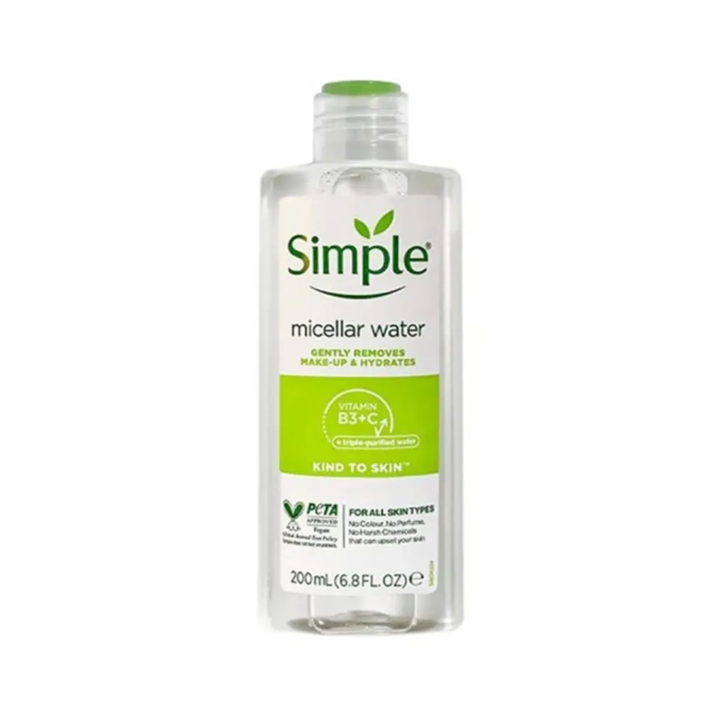 Simple - میسلارواتر پاک کننده آرایش سیمپل حجم 200 میل Simple Micellar Water kind to skin Volume 200ml