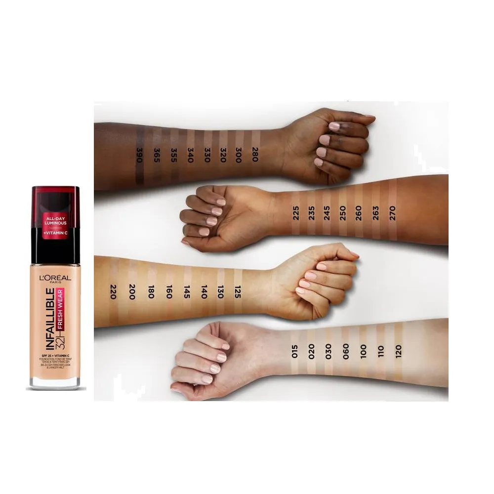 Loreal - کرم پودر 32 ساعته شیشه ای اینفالیبل لورال شماره 120 LOreal Infaillible 24H Foundation No.120 30ml