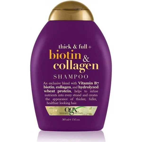 OGX - شامپو بنفش بیوتین و کلاژن او جی ایکس حجم 385 میل OGX Thick & Full Biotin & Collagen Shampoo Volume 385ml