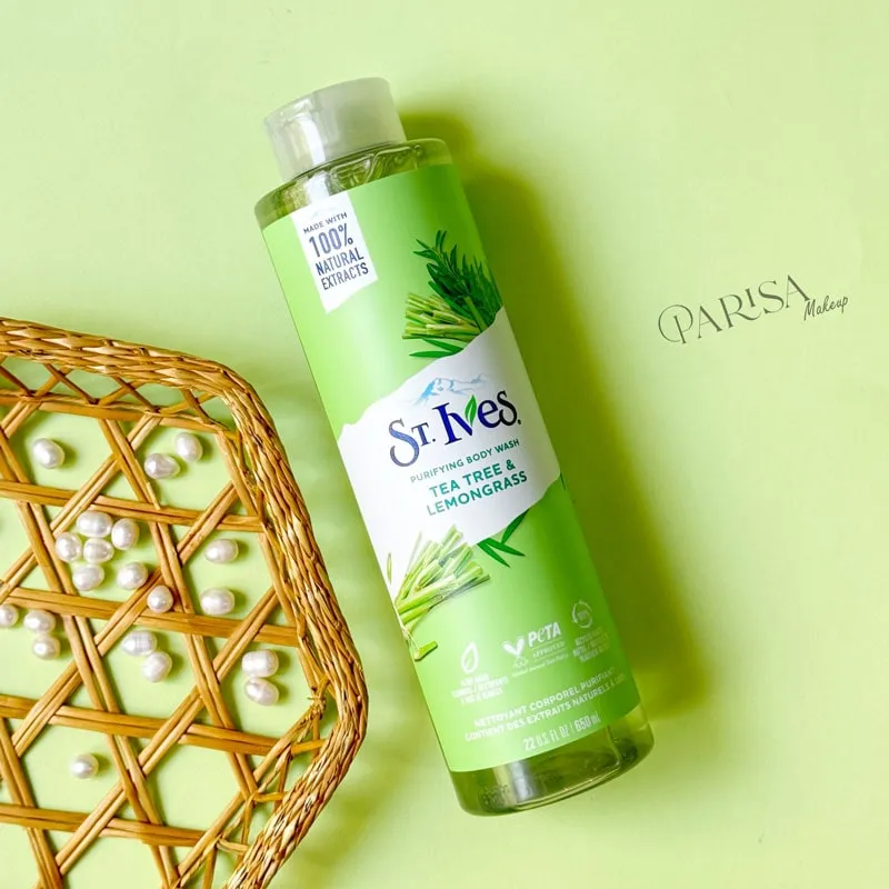 St Ives - شامپو بدن درخت چای و علف لیمو حجم 650 میل سنت ایوز Tea Tree & Lemongrass Pampering Shower Gel _ 650ml st ives
