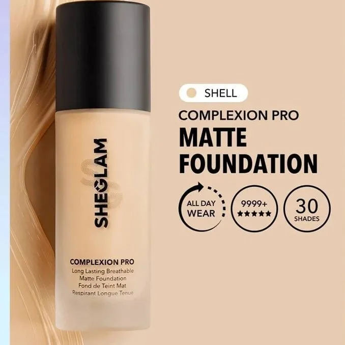 SHEGLAM - کرم پودر مات پوست چرب شیگلم رنگ shell حجم 30 میل SHEGLAM COMPLEXION PRO LONGLASTING MATTE FOUNDATION SHELL VOLUME 30ML