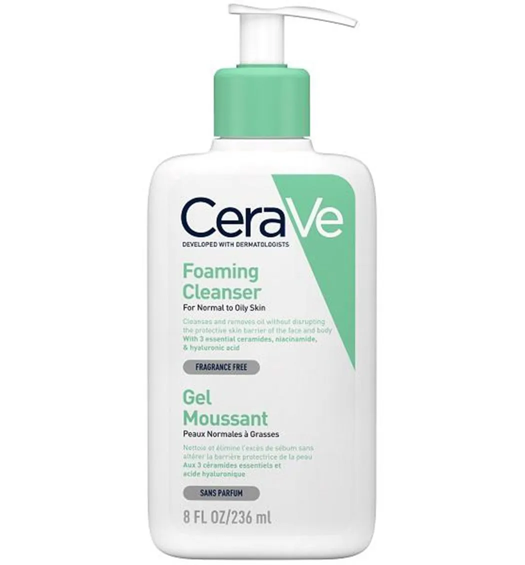 Cerave - فوم شستشو صورت سراوی پوست نرمال و چرب حجم 236 میلCerave Foaming Cleanser for normal to oily skin Volume 236ml