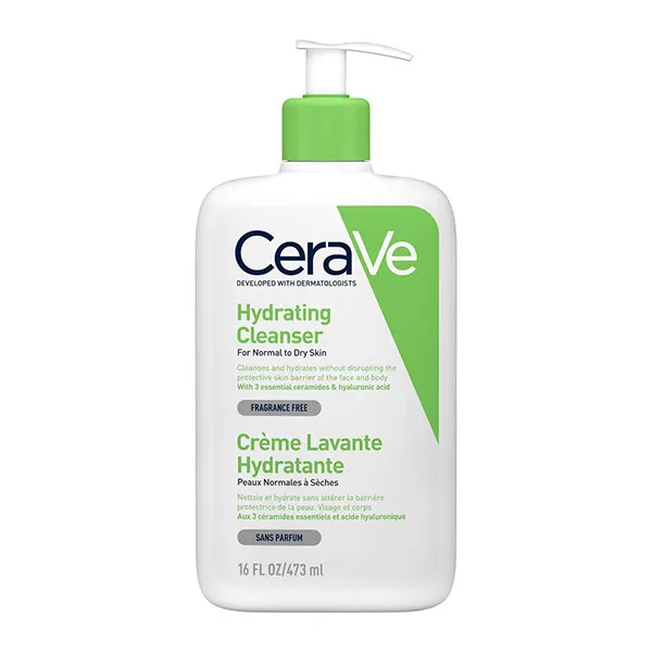 Cerave - ژل کرم شست و شوی صورت آبرسان پوست خشک حجم 473 میل Cerave hydrating cleanser for normal to dry skin Volume 473ml