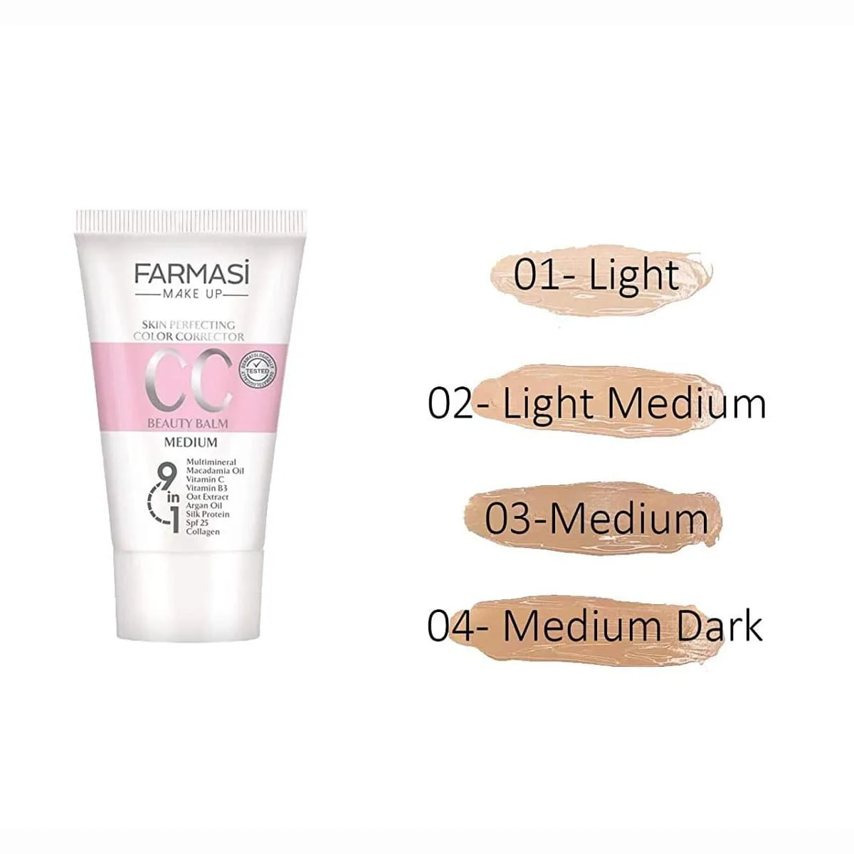 Farmasi - سی سی کرم فارماسی شماره 02 رنگ Light to Medium حجم 50 میل FARMASI MAKE UP CC CREAM LIGHT TO MEDIUM