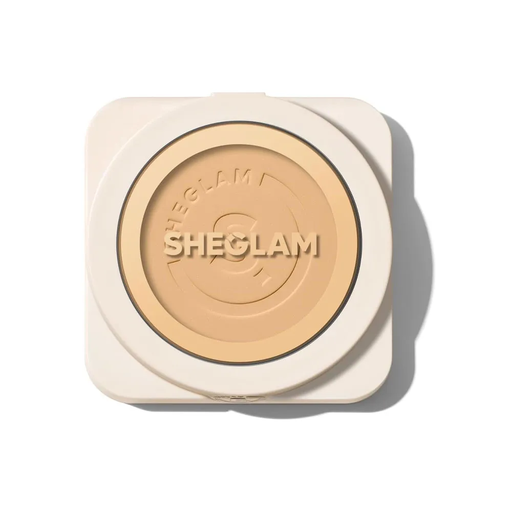 SHEGLAM - پنکک فشرده مات فول کاور شیگلم مدل SKIN FOCUS حاوی جوجوبا و کره شی باتر رنگ Shell  SHEGLAM SKIN-FOCUS HIGH COVERAGE POWDER FOUNDATION 11 gr, Shell
