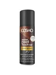 cosmo - اسپری رنگ موقت ریشه مو قهوه ای تیره 75 میل کازمو cosmo INSTANT ROOT TOUCH-UP HAIR SPARY DARK BROWN