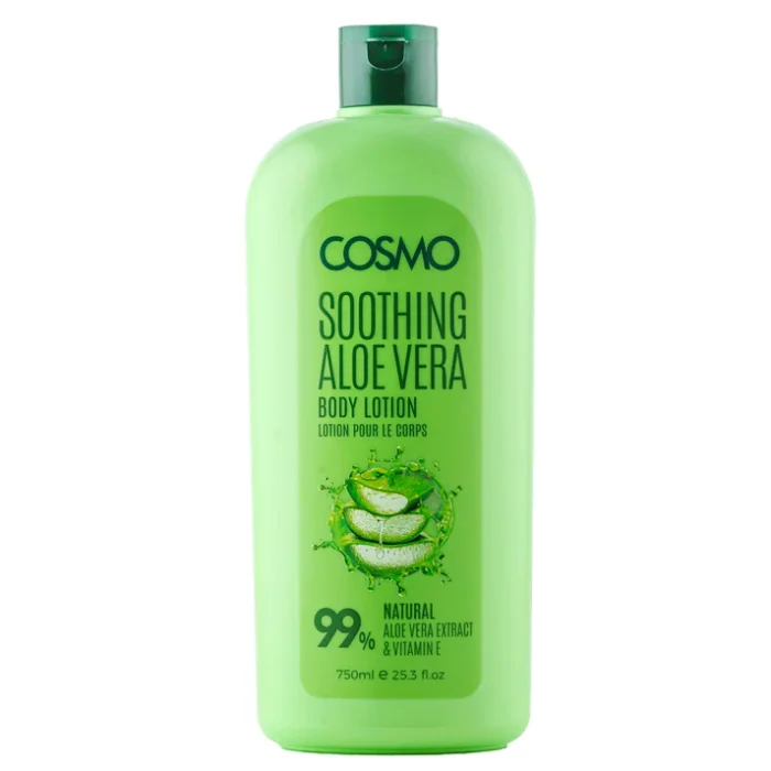 cosmo - لوسيون بدن تسکین دهنده آلوورا 99% طبيعي 750 ميل كازمو cosmo SOOTHING ALOE VERA BODY LOTION