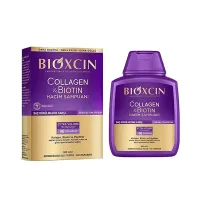 bioxcin - شامپو بیوکسین بنفش تقویت کننده مغذی ضدریزش و حاوی کلاژن و بیوتین bioxcin biotin collagen shampoo